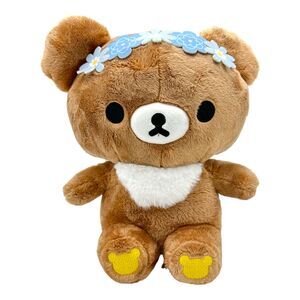 Rilakkuma Chairoikoguma Flower Wreath Plush, San-X 2023, Soft Bear, Ages 3+